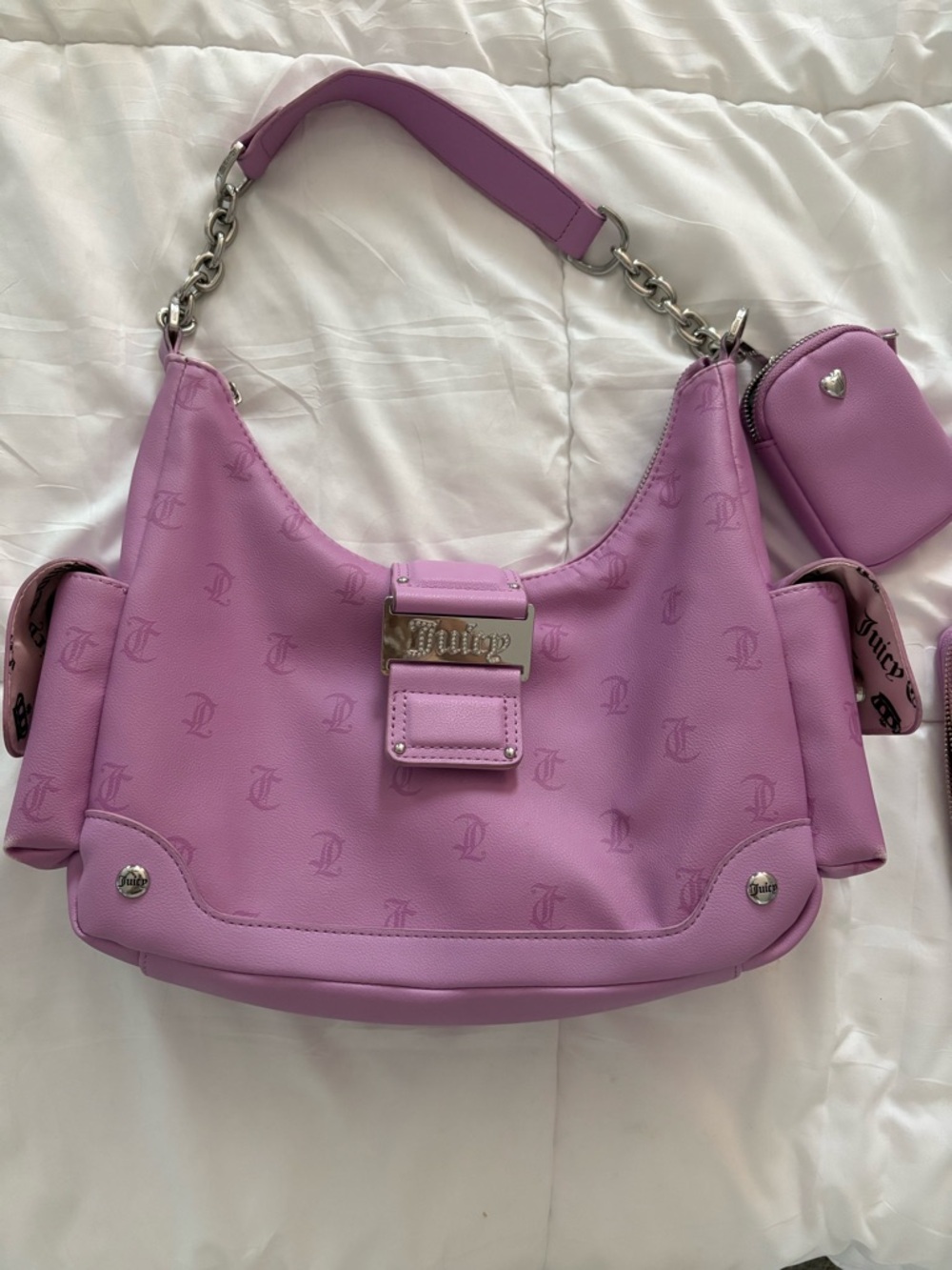 Juicy Couture Lavender Logo Shoulder Bag with Chain Strap with matching wallet